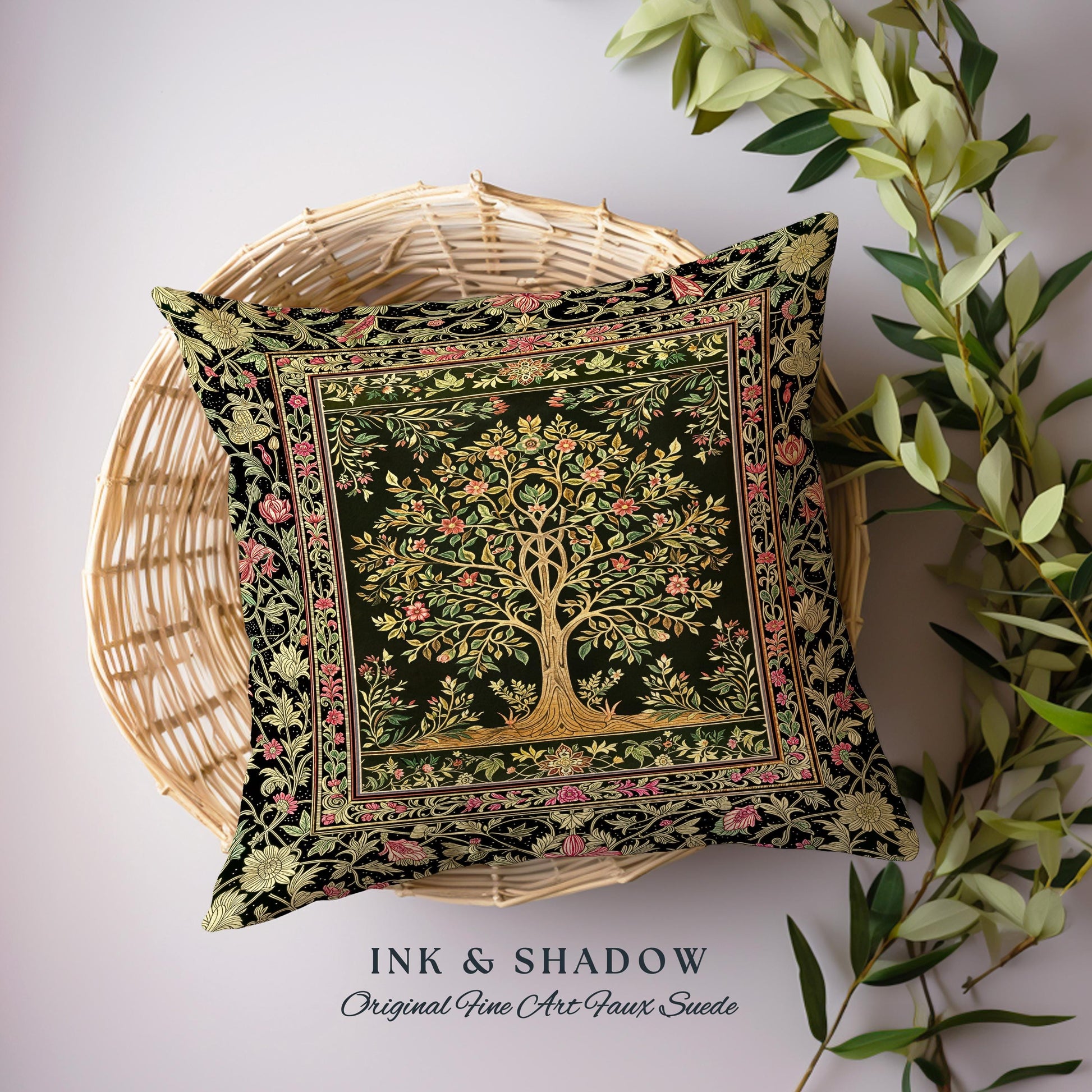 Art Nouveau Maximalist Tree Decorative Cushion Tapestry Throw Pillow