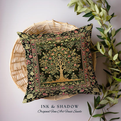 Art Nouveau Maximalist Tree Decorative Cushion Tapestry Throw Pillow