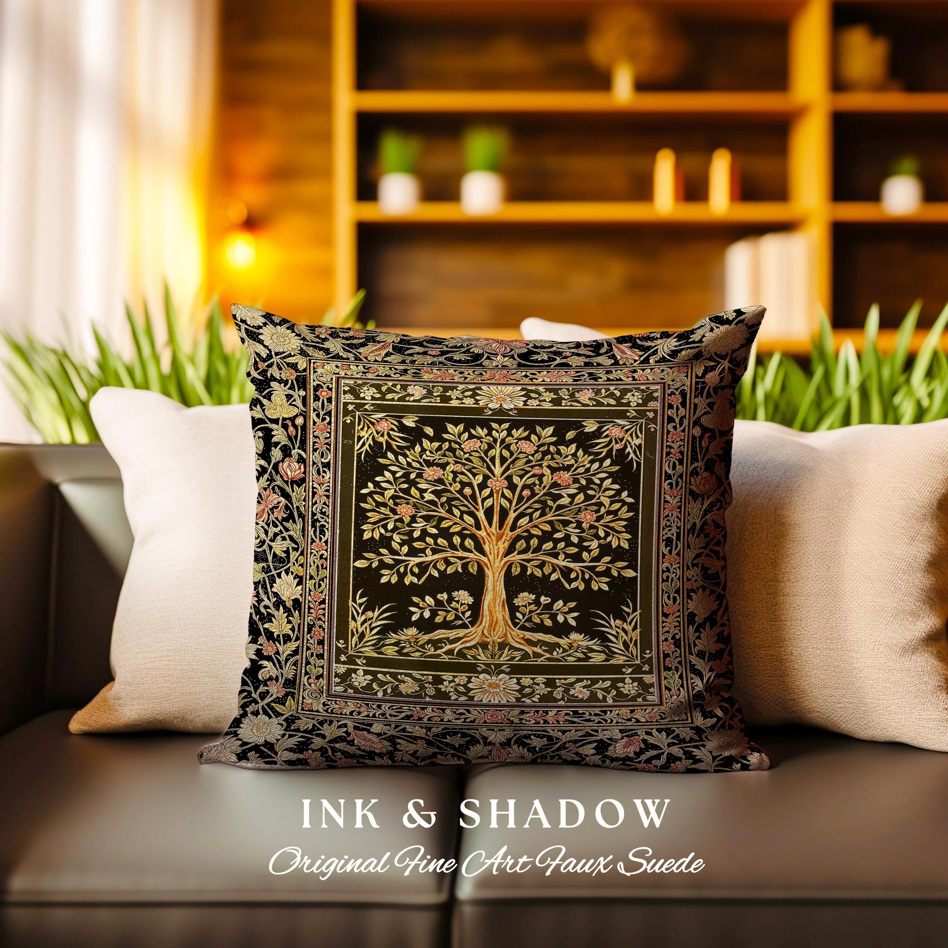 Baroque Forest Whimsical Accent Tree Tapestry Pillow Decorative Throw Cushion