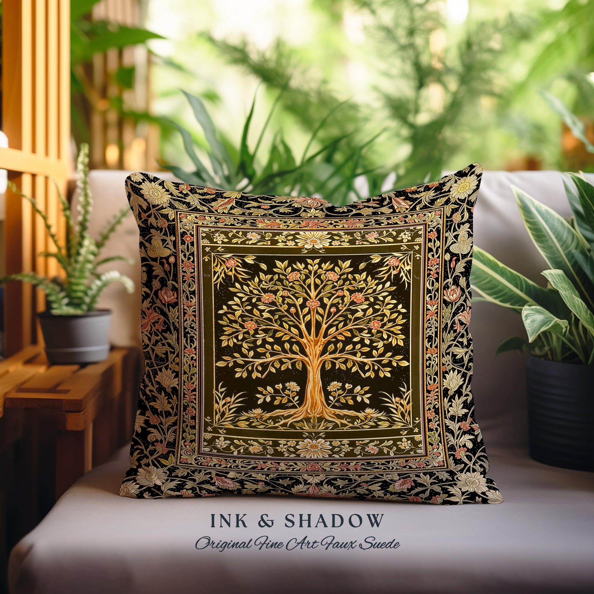 Baroque Forest Whimsical Accent Tree Tapestry Pillow Decorative Throw Cushion
