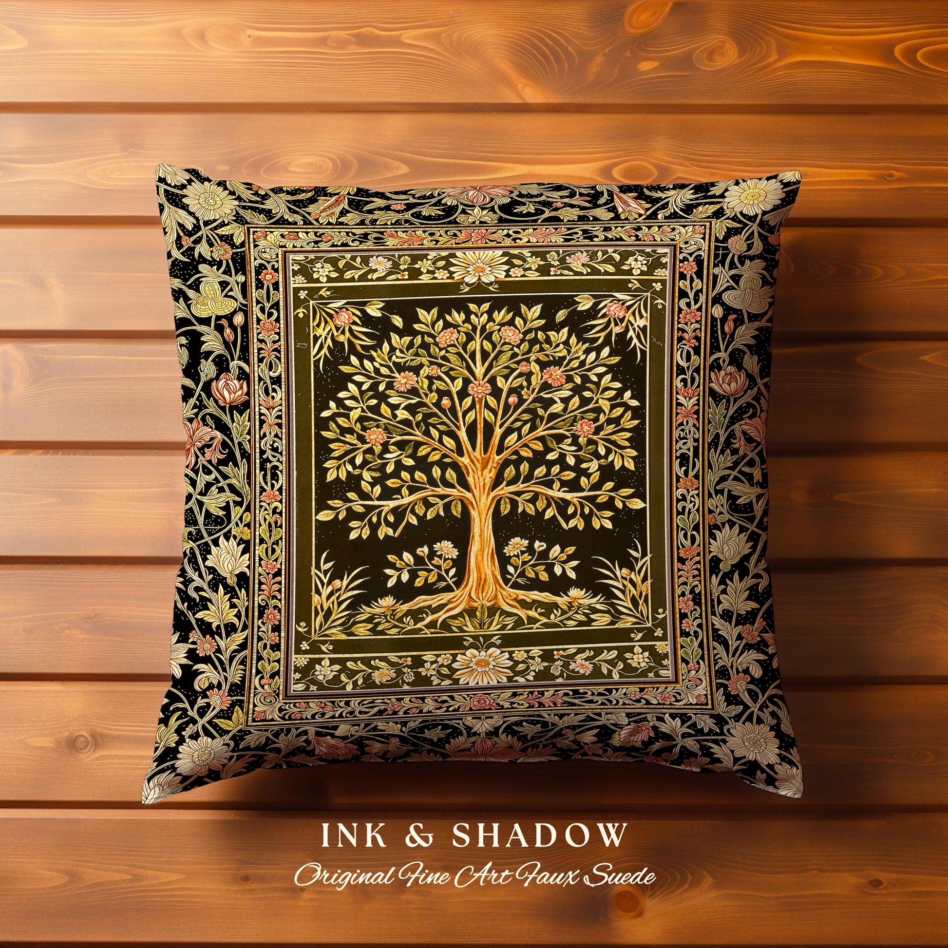 Baroque Forest Whimsical Accent Tree Tapestry Pillow Decorative Throw Cushion