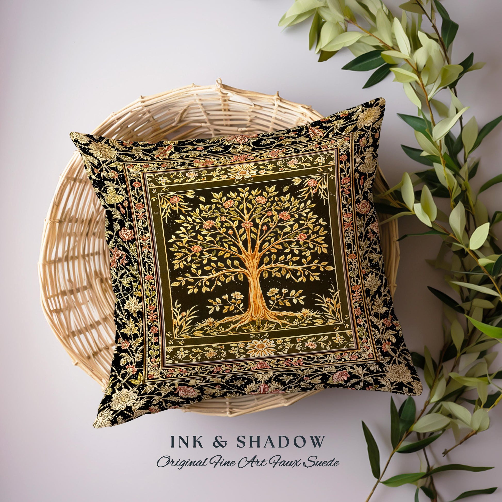 Baroque Forest Whimsical Accent Tree Tapestry Pillow Decorative Throw Cushion