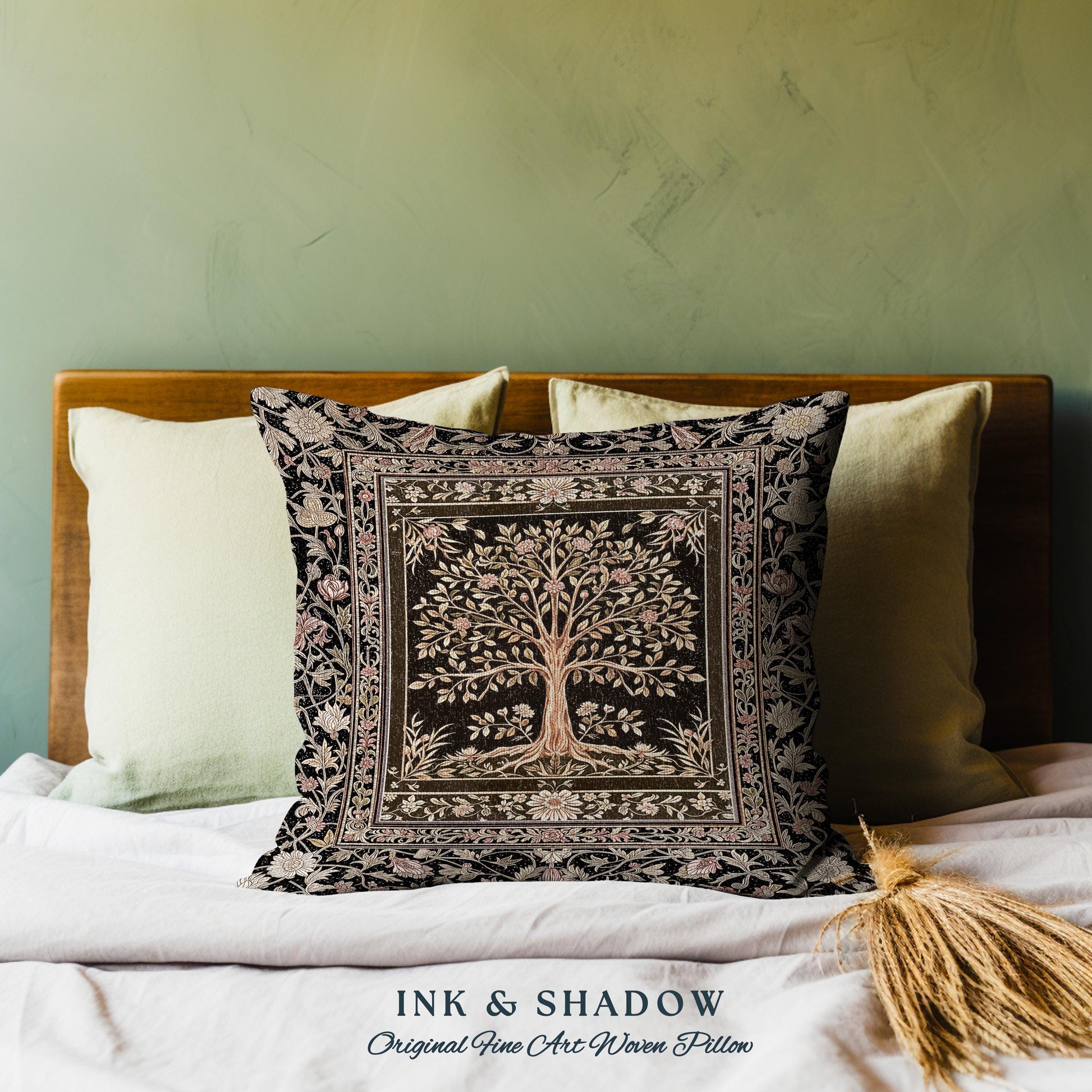 Baroque Forest Whimsical Accent Tree Tapestry Pillow Decorative Throw Cushion