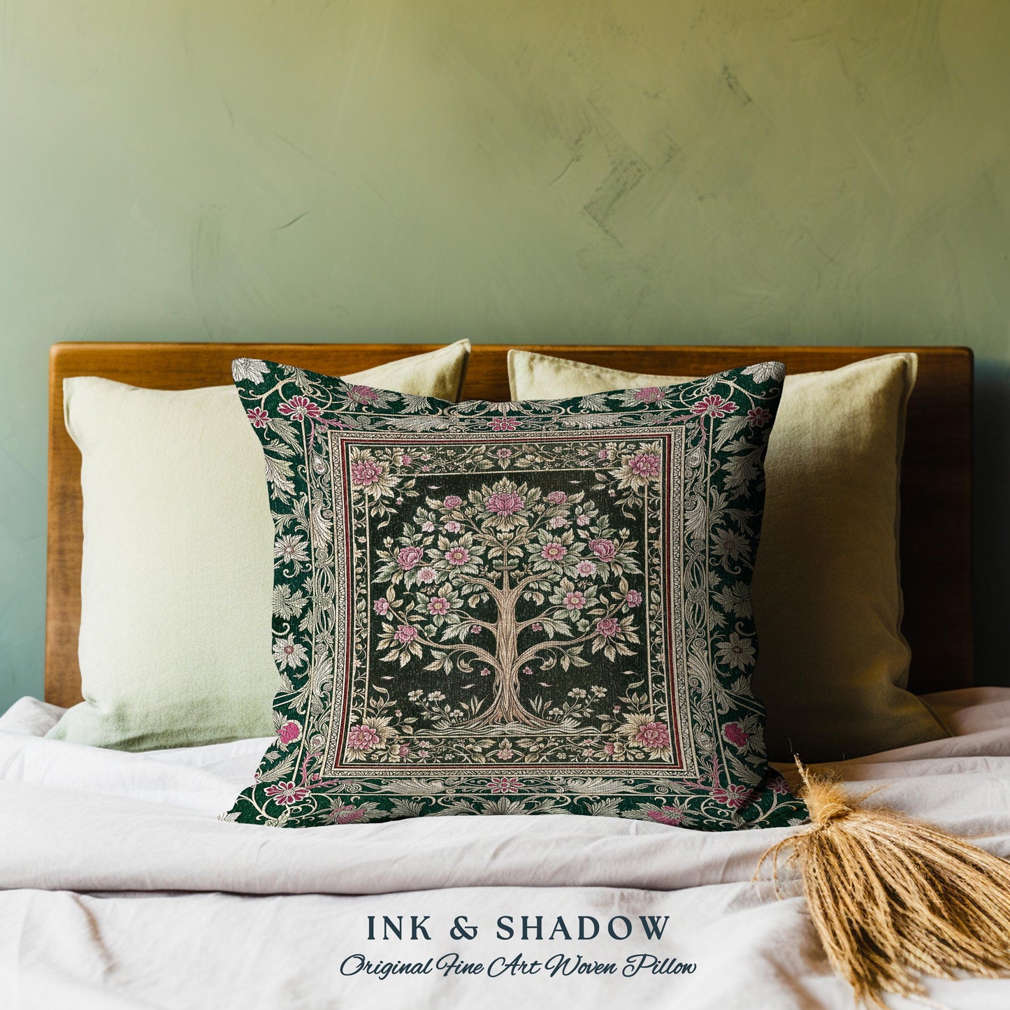 Rosy Botanical Rustic Tree Decorative Cushion Tapestry Throw Pillow