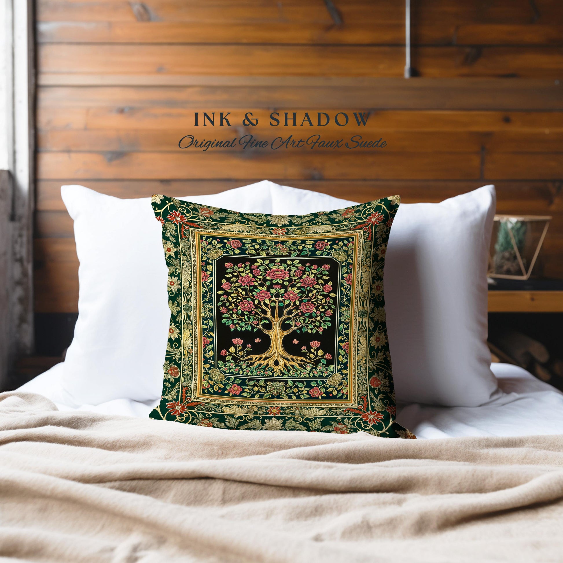 Floral Victorian Garden Tree Tapestry Pillow Decorative Throw Cushion
