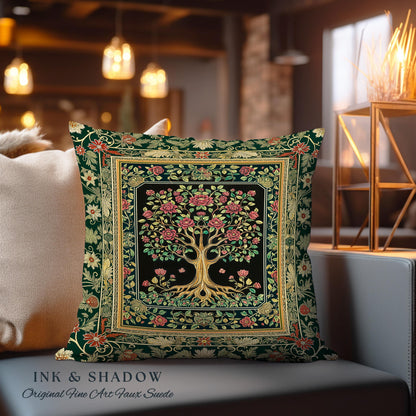 Floral Victorian Garden Tree Tapestry Pillow Decorative Throw Cushion