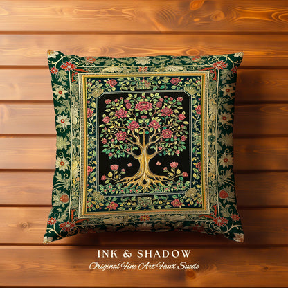 Floral Victorian Garden Tree Tapestry Pillow Decorative Throw Cushion