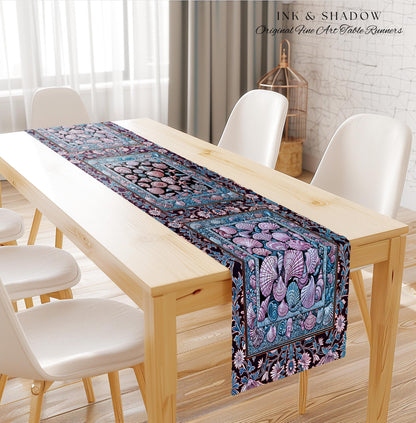Dreamy Marine Sea Shell Blanket Table Runner Coastalcore Dining