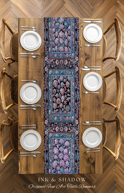 Dreamy Marine Sea Shell Blanket Table Runner Coastalcore Dining