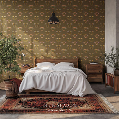 Sepia Floral Wallpaper Renaissance Style | Elegant Renter Friendly Wall Art Brown Repeating Pattern Luxury Removable Home Decor Baroque