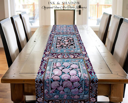 Dreamy Marine Sea Shell Blanket Table Runner Coastalcore Dining