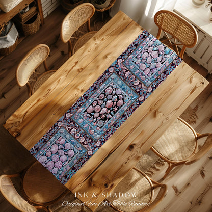 Dreamy Marine Sea Shell Blanket Table Runner Coastalcore Dining