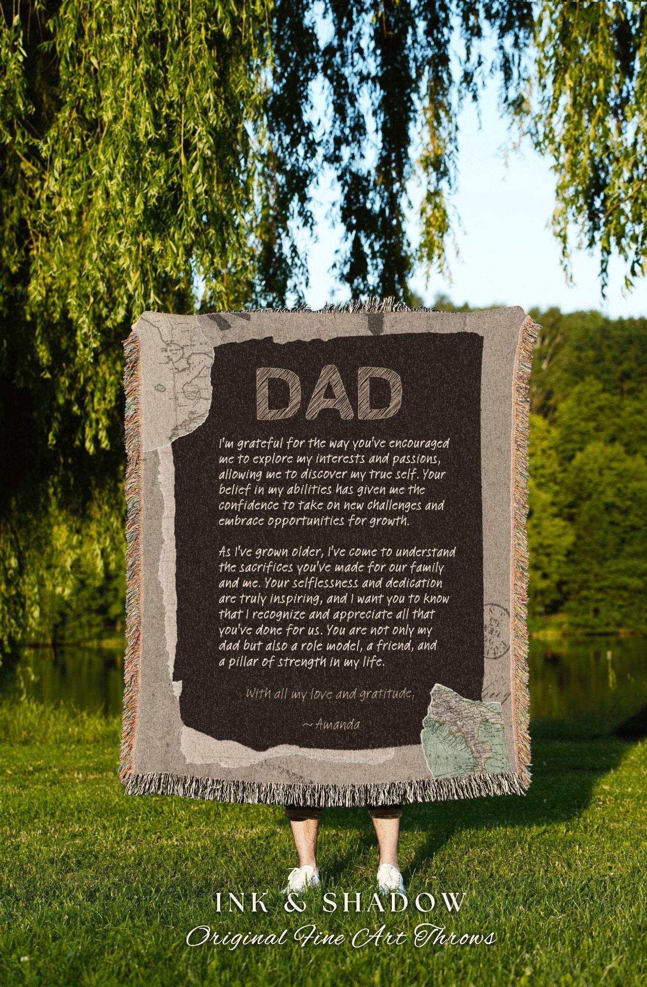 Sentimental Gift for Dad Blanket | Personalized Woven Throw Blanket Thoughtful Handwriting Letter Daddy Blanket Custom Gift for Father |