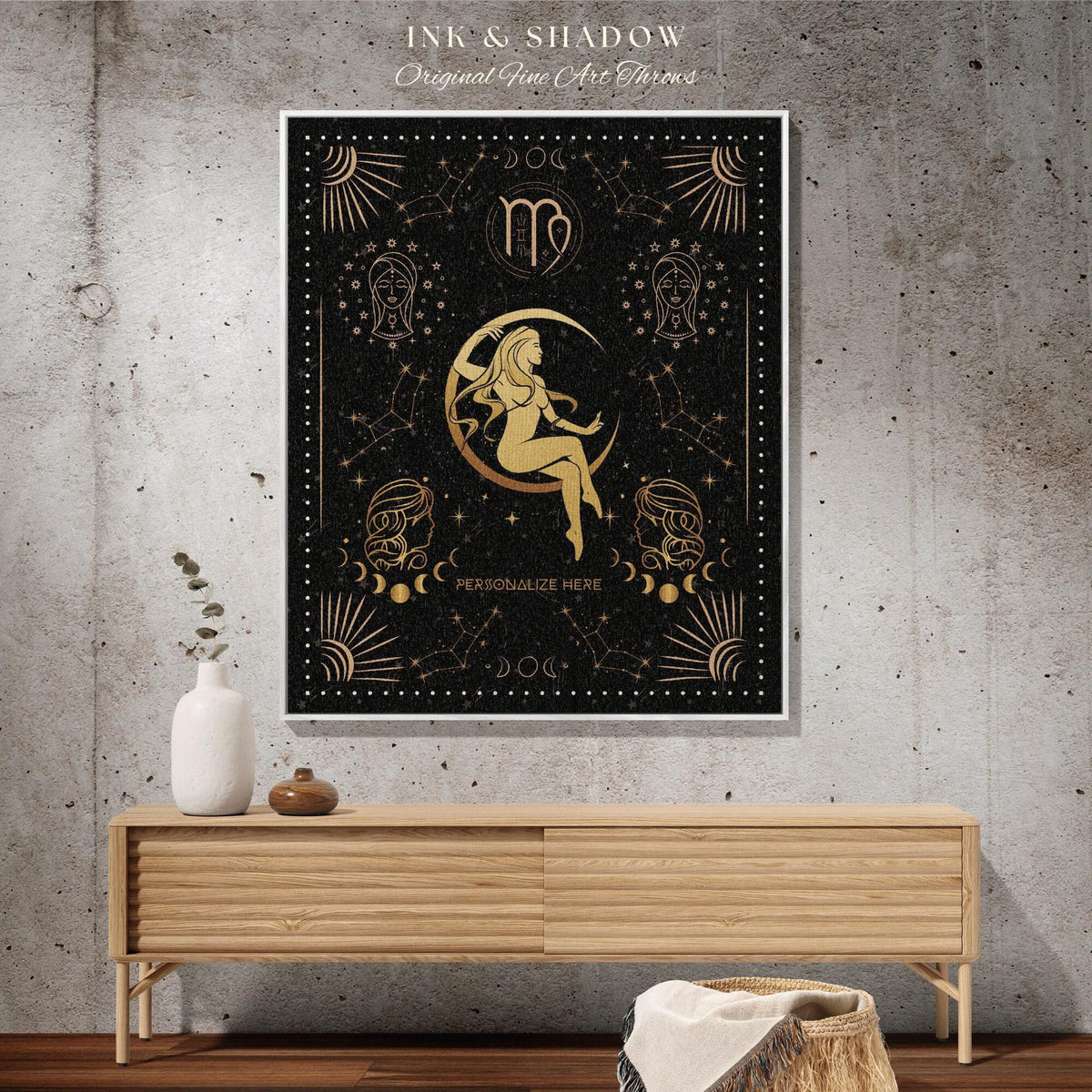Personalized Virgo Blanket | Virgo Tapestry Custom Star Sign Goth Woven Blanket Witchy Room Decor Virgo Astrology Personalized Zodiac Sign |