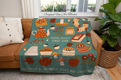 Custom Anniversary Blanket Woven Tapestry | Cottagecore Wedding Blanket Personalized 20th Anniversary Blanket Couples Custom Gift for Her |