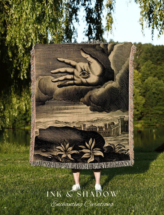 Dark Academia Tapestry Woven Blanket | Woven Wall Hanging Whimsigoth Decor | "Recueil D'emblemes Divers" | Dark Cottagecore Gothic Tapestry