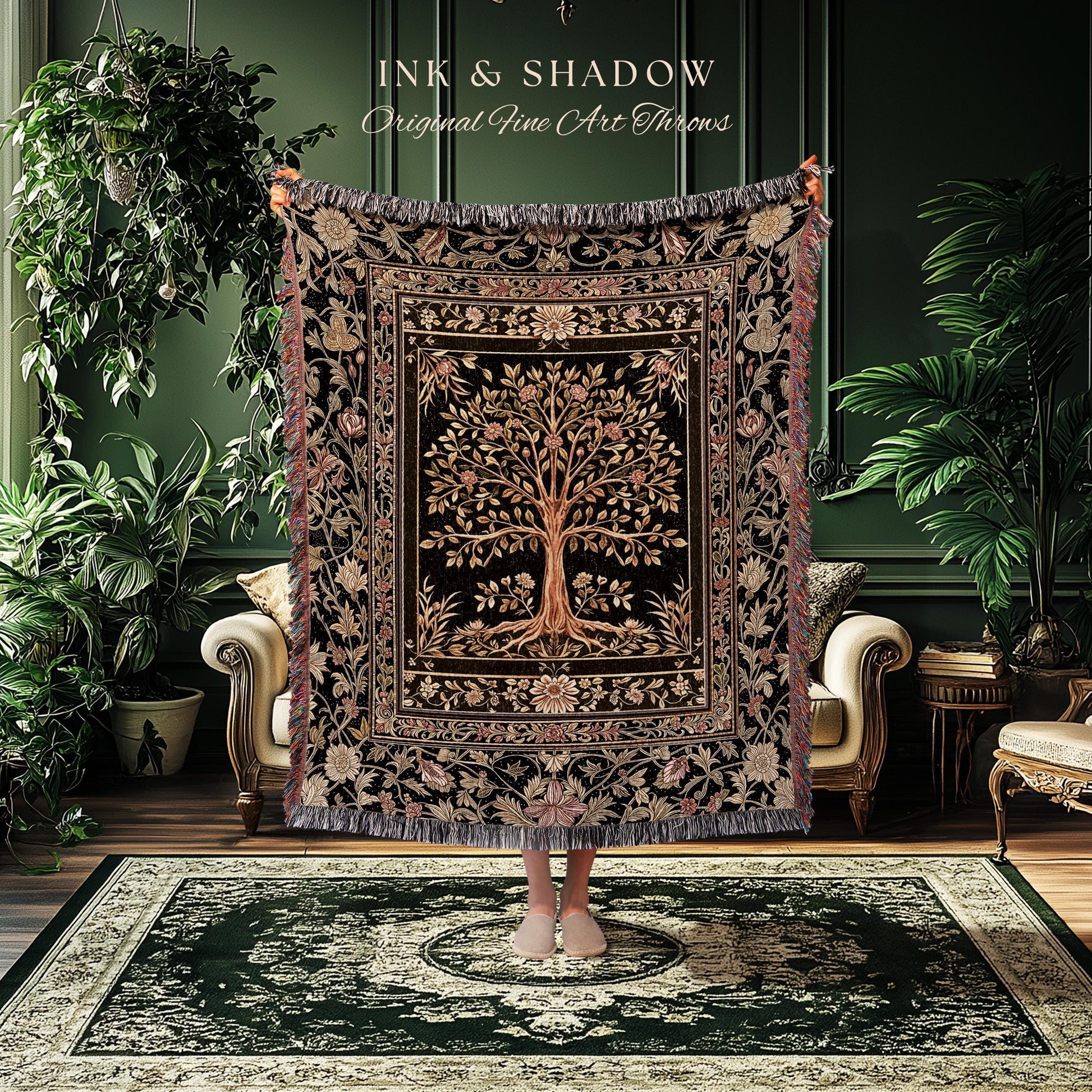 Baroque Forest Whimsical Woven Throw Tree Blanket Jacquard Tapestry