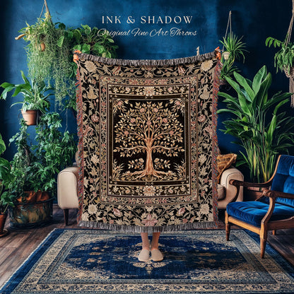 Baroque Forest Whimsical Woven Throw Tree Blanket Jacquard Tapestry