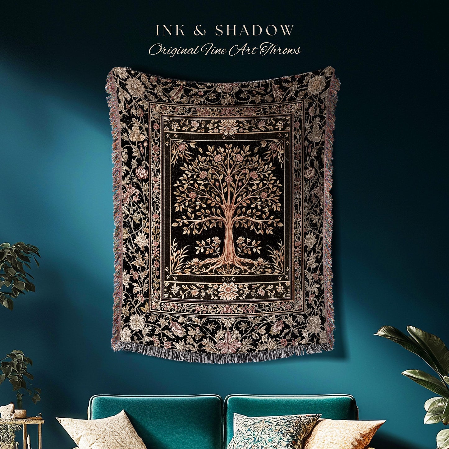 Baroque Forest Whimsical Woven Throw Tree Blanket Jacquard Tapestry
