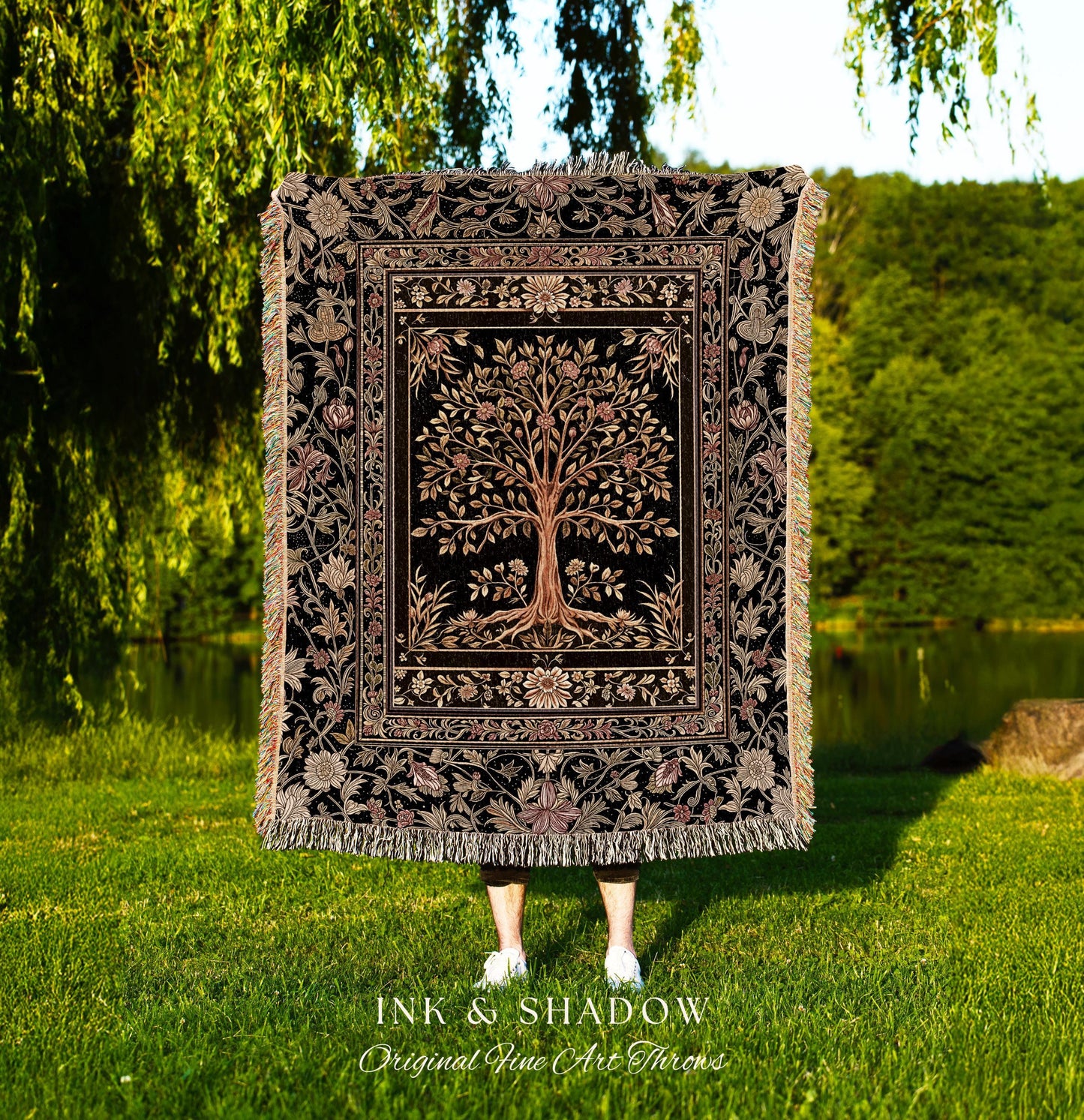 Baroque Forest Whimsical Woven Throw Tree Blanket Jacquard Tapestry