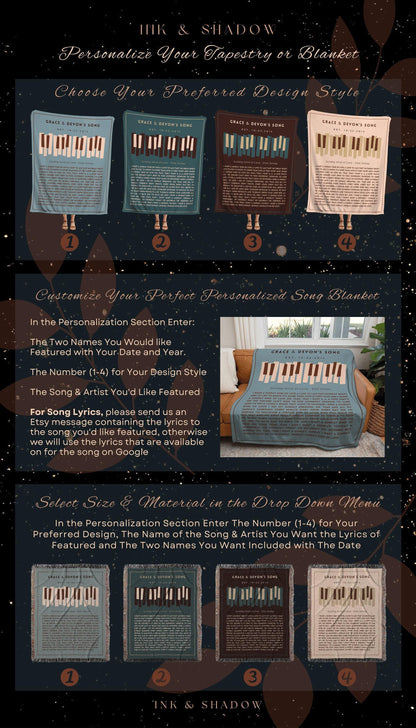 Music Blanket Custom Song | Custom Song Gift Best Friend Blanket Our Song Tapestry Woven Blanket Our Song First Dance Wedding Sentimental |