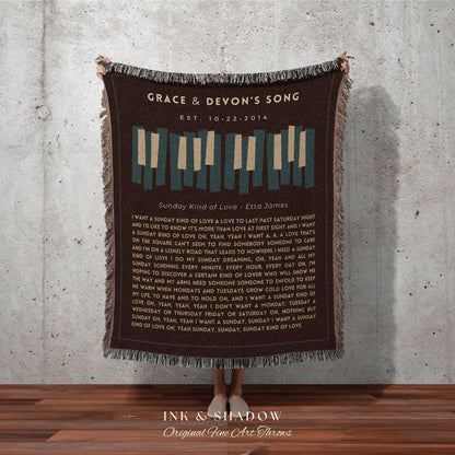 Music Blanket Custom Song | Custom Song Gift Best Friend Blanket Our Song Tapestry Woven Blanket Our Song First Dance Wedding Sentimental |