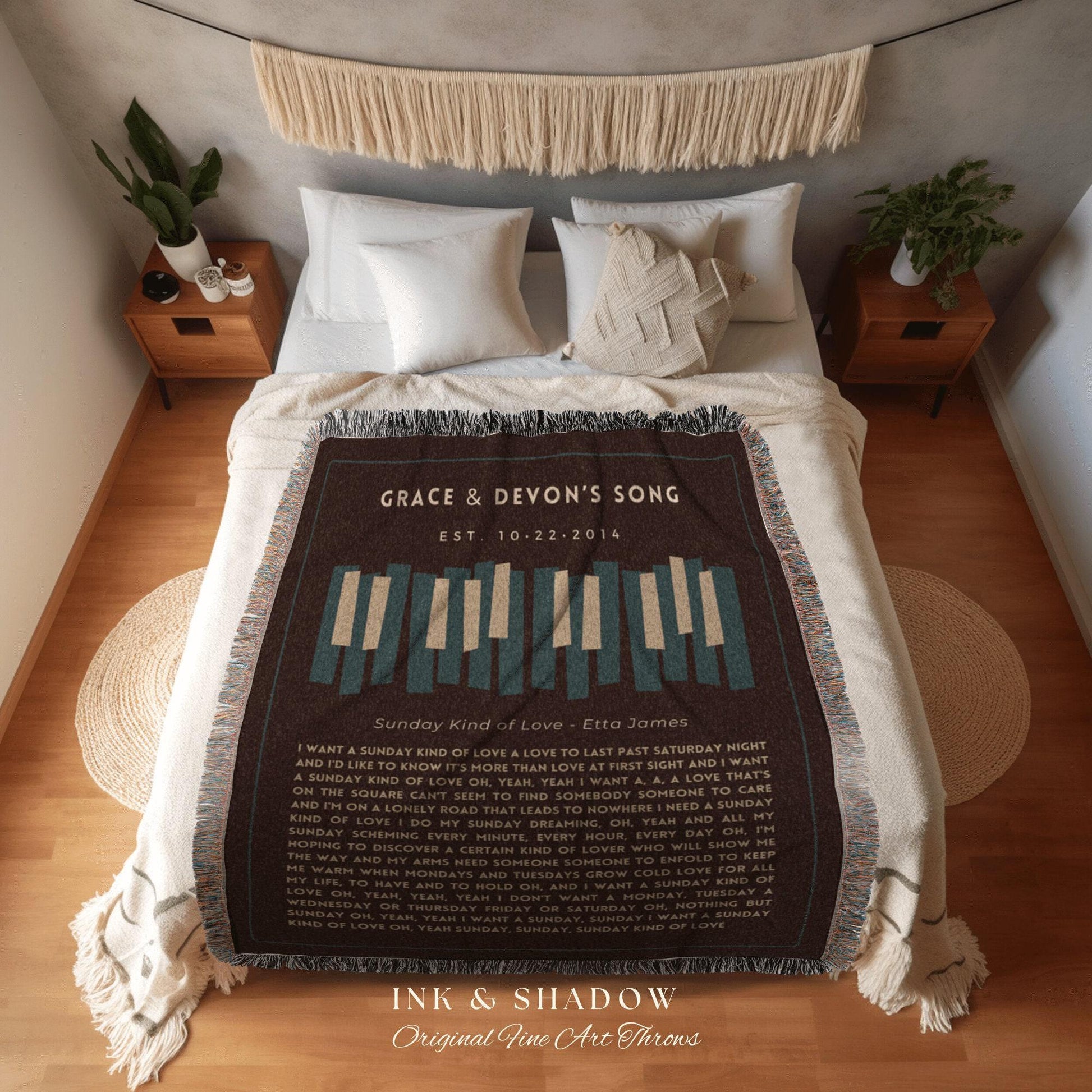 Music Blanket Custom Song | Custom Song Gift Best Friend Blanket Our Song Tapestry Woven Blanket Our Song First Dance Wedding Sentimental |