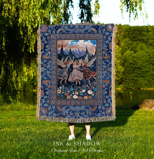 Whimsical Mythology Moody Woven Tapestry | Pastel Folklore Ethereal Throw Blanket Dreamy Cottagecore Medieval Bedroom Dark Aesthetic Witchy