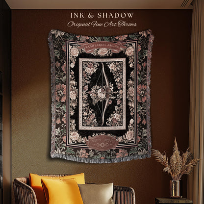 Baroque Romanticism Sagittarius Constellation Blanket Victorian Astrology Tapestry Throw, The Archer Fairycore Celestial Decor Birthday Gift