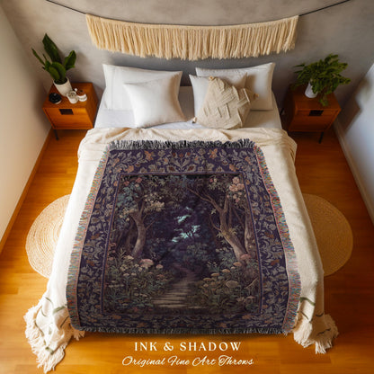 Magical Woodland Mushroom Tapestry | Fairytale Theme Woodland Botanical Aesthetic Whimsical Home Blanket Woven Bedroom Housewarming Gift |