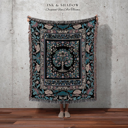 Timeless Folklore Tree Woven Throw Blanket Jacquard Tapestry