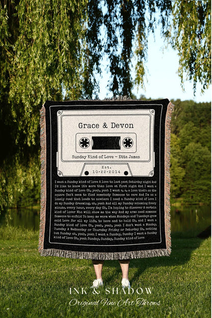 Couples Song Blanket Woven Tapestry | Couples Gift Meaningful Anniversary Gift Personalized | Cassette Blanket Custom Wedding Gift for Her |