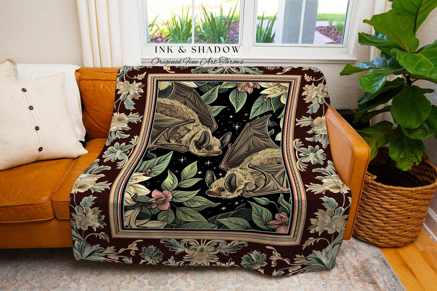Pastel Goth Bat Tapestry Woven Blanket Whimsigoth Decor | Pastel Goth Tapestry Soft Cottagecore Bat Lovers Boho Fairycore Gothic Wall Art