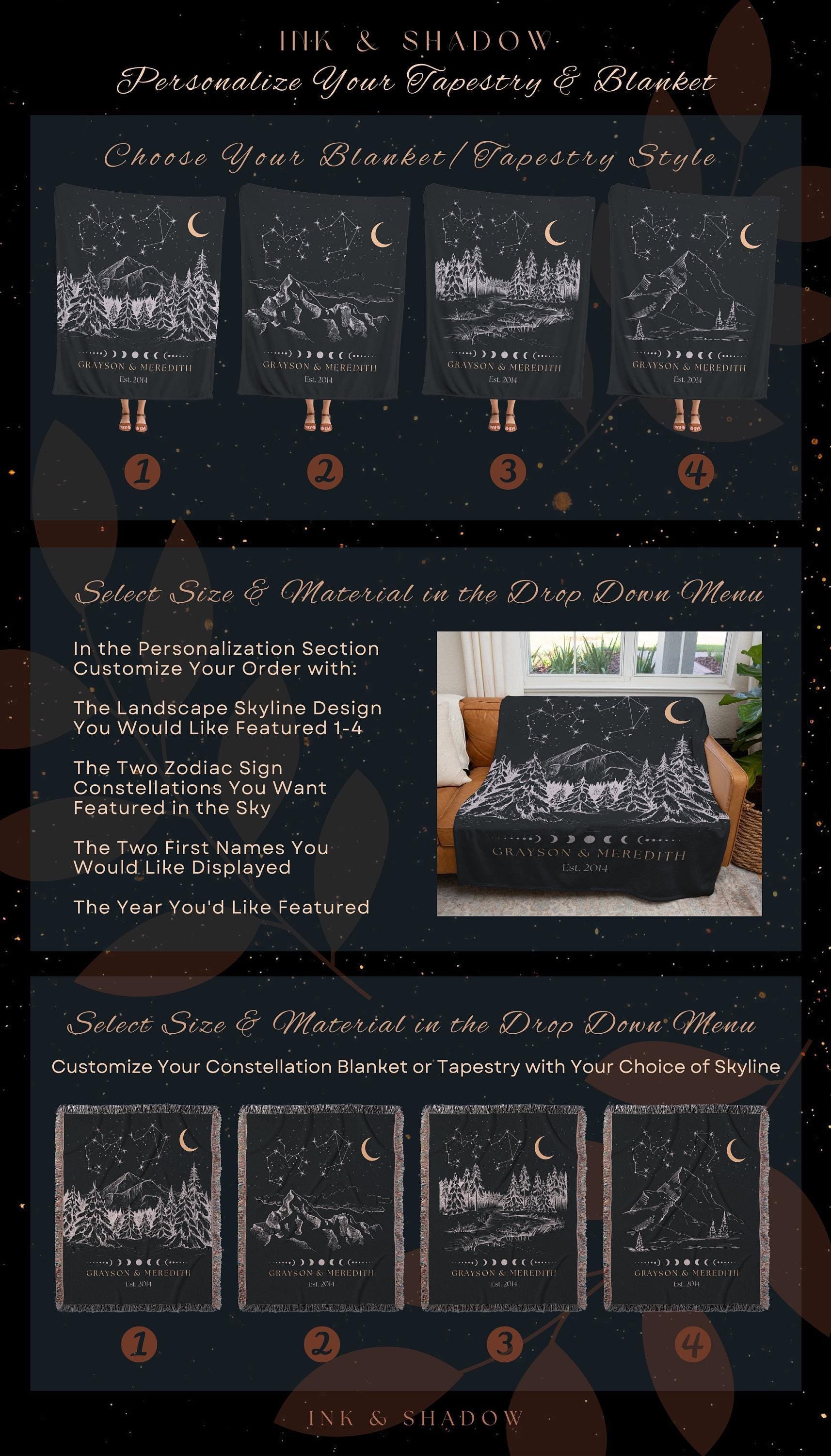 Constellation Tapestry Personalized | Custom Wedding Anniversary Gift Couples Custom Star Sign Blanket Woven Tapestry Thoughtful Wedding |