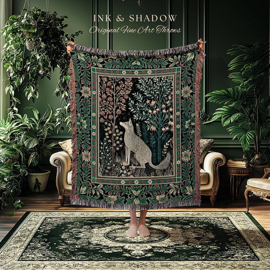 Enchanted Forest Whimsical Tapestry | Fairytale Woodland Cottagecore Aesthetic Bohemian Decor Cozy Scandinavian Mystical Woven Throw Blanket