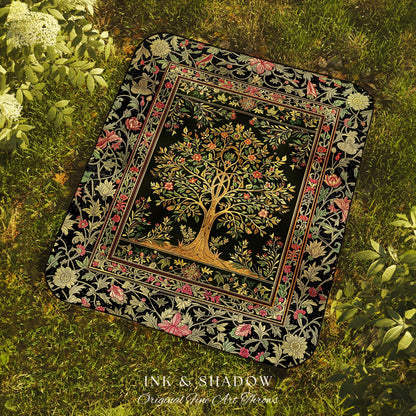 Art Nouveau Maximalist Tree Tapestry Blanket Jacquard Woven Coverlet