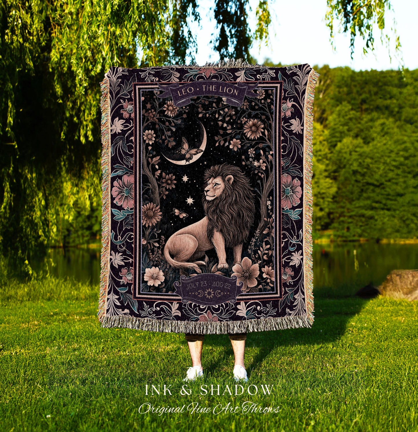 Dark Academia Leo Art Blanket Celestial Constellation Gothic Decor | The Lion Astrology Tapestry Throw Magic Maximalist Moonlit Zodiac Gift
