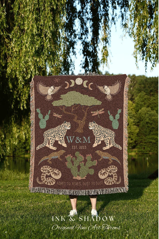 Monogram Blanket Custom Anniversary Gift Cottagecore Wedding Initials Blanket Personalized Couples Gift Blanket Custom Initial Tapestry |