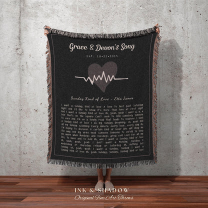 Couples Lyric Blanket Vintage | Custom Song Gift BFF Blanket Our Song Tapestry Woven Blanket Our Song First Dance Wedding Sentimental Gift |