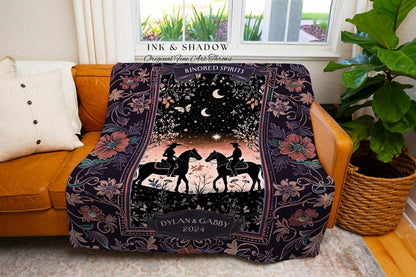 Ethereal Western Whimsy Custom Blanket | Trendy Cowboy & Cowgirl Dating Anniversary Boho Country Farmhouse Wedding Personalized Tapestry |