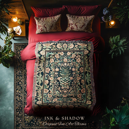 Medieval Maximalist Ethereal Tapestry | Soft Pastel Castlecore Woven Throw Blanket Fairy Grunge Ornate Dragon Scale Rustic Victorian Style |
