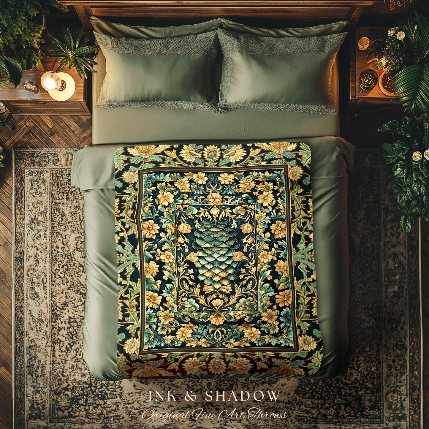 Medieval Maximalist Ethereal Tapestry | Soft Pastel Castlecore Woven Throw Blanket Fairy Grunge Ornate Dragon Scale Rustic Victorian Style |