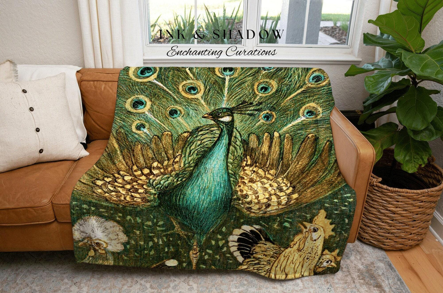 Peacock Decor Gothic Tapestry Woven Wall Hanging | Gothic Renaissance Blanket Woven | Whimsigoth Room Decor Peacock Painting Blanket Woven |