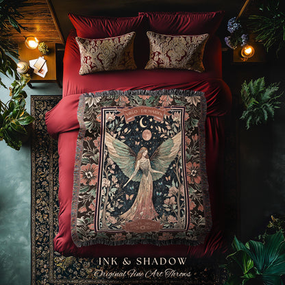 Victorian Nouveau Celestial Fairycore Virgo Zodiac Tapestry Throw | The Maiden Star Sign Dark Cottagecore Astrology Art Mystic Birthday Gift