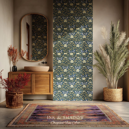 Old World Scrolling Vines Wallpaper | Historic Inspired European Wall Art Peel and Stick Victorian Aesthetic Maximalist Living Room