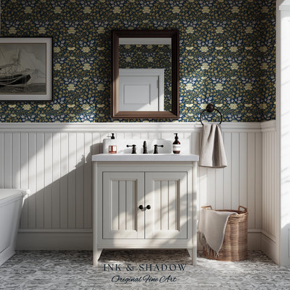 Old World Scrolling Vines Wallpaper | Historic Inspired European Wall Art Peel and Stick Victorian Aesthetic Maximalist Living Room