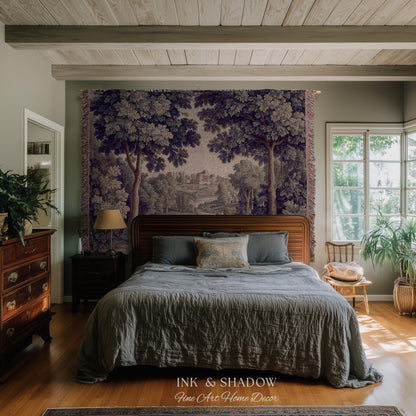 Ornate Forest Baroque Jacquard Tapestry | Traditional Landscape Grandmillenial Wall Hanging Victorian Rococo Bedroom Wall Art European Art