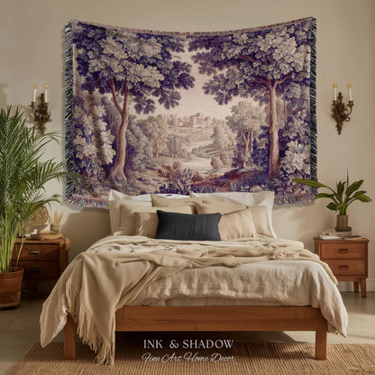 Ornate Forest Baroque Jacquard Tapestry | Traditional Landscape Grandmillenial Wall Hanging Victorian Rococo Bedroom Wall Art European Art