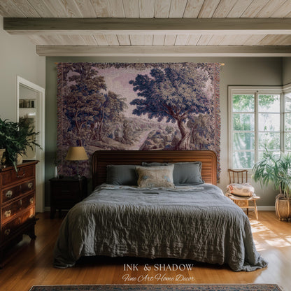Aubusson Style Whimsical Woodland Art Wall Tapestry | French Rococo Textile Scenic Countryside Landscape Soft Luxury Romantic Pastoral Throw