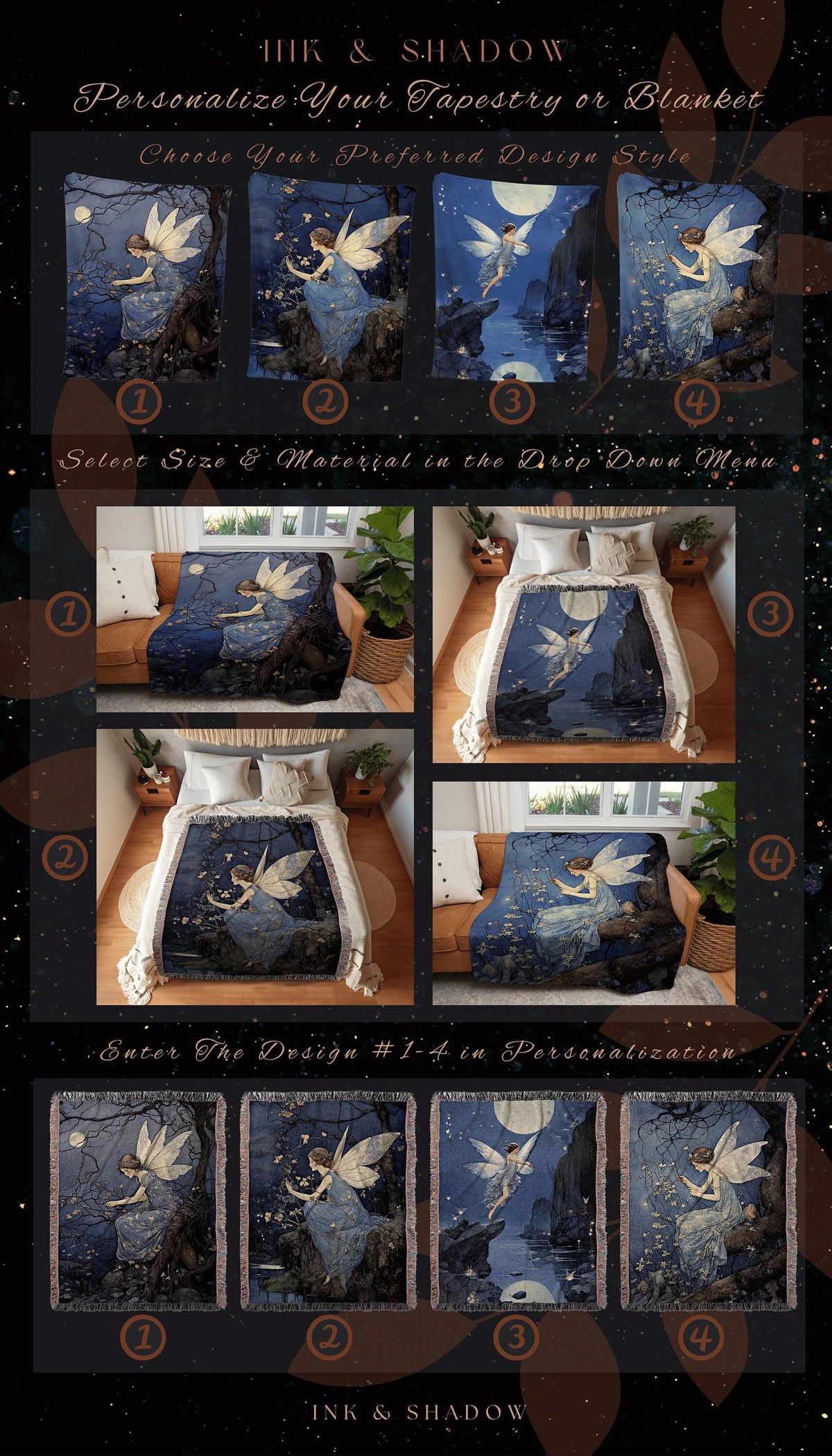 Vintage Fairytale Tapestry | Fairytale Aesthetic Celestial Wall Art Witchy Cottagecore Decor Art Nouveau Tapestry Blanket Fairycore Vintge |